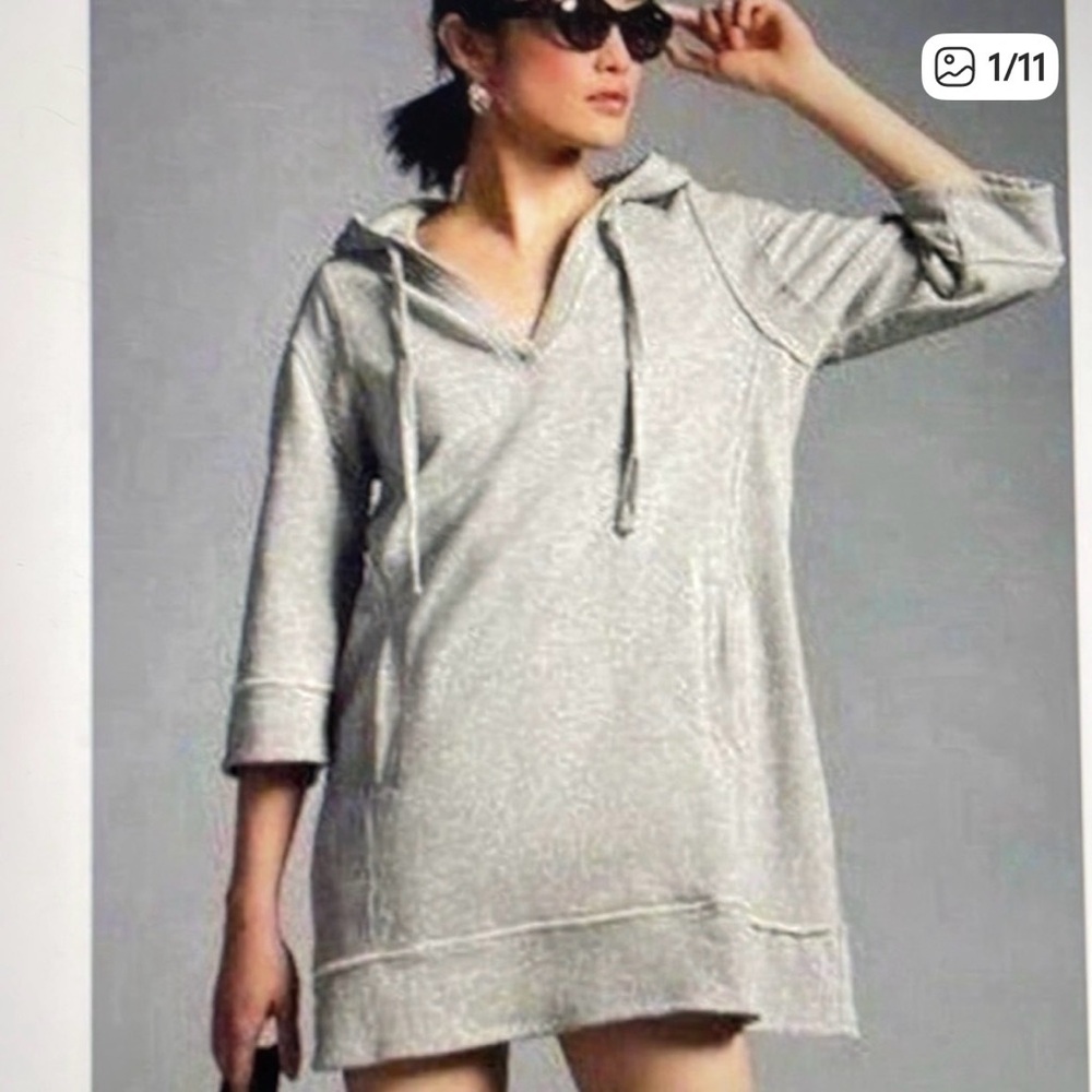 Anthropologie 2X Daily Practice Short Sleeve Hoodie Tunic EUC
